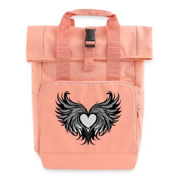 Heart Wings Love - Roll Top Backpack with Two Handles - chintz rose - Front