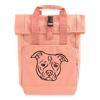 American Satffordshire Terrier Kopf - Rolltop Rucksack mit zwei Griffen - Chintzrosa - Vorne
