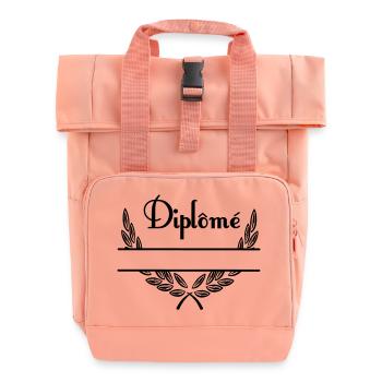 Diplôme in Laurel Wreath with Namespace - Roll Top Backpack with Two Handles - chintz rose - Front