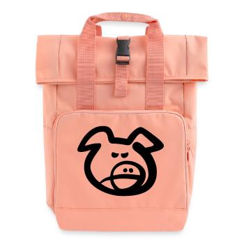 Pig head (vector) - Roll Top Backpack with Two Handles - chintz rose - Front