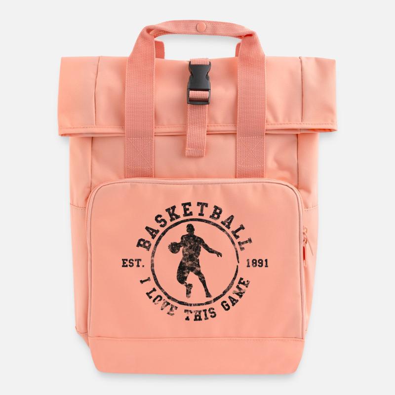 Basketball - I Love This Game, vintage, distressed - Roll Top Backpack with Two Handles - chintz rose