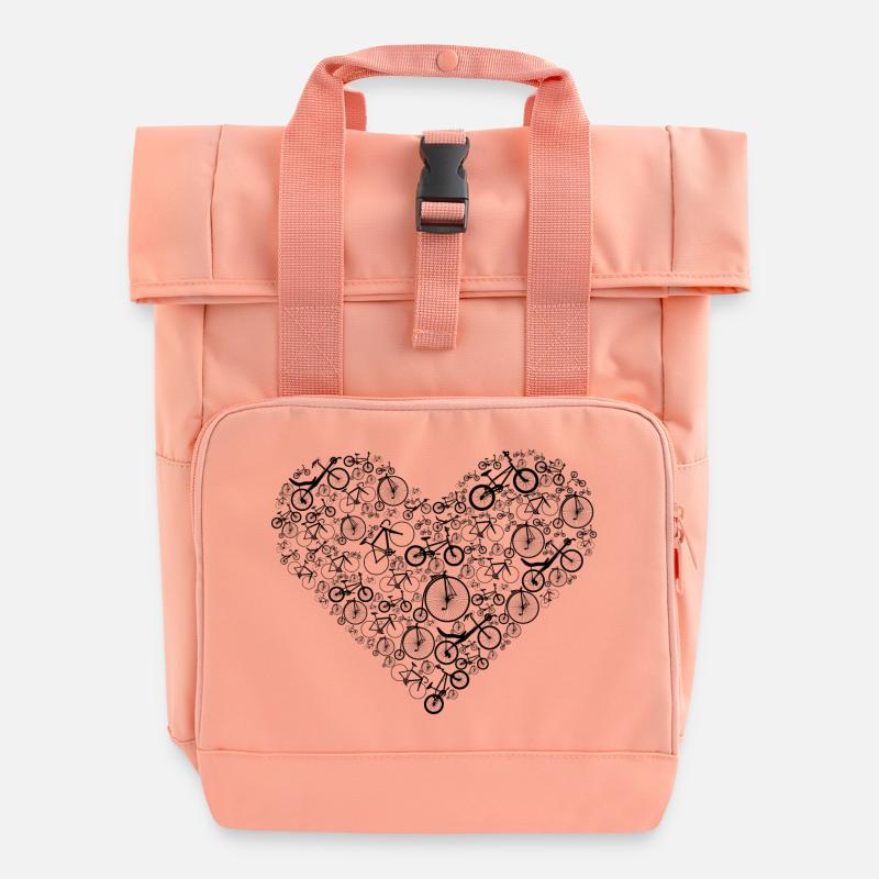 Bikes of Love - Roll Top Backpack with Two Handles - chintz rose