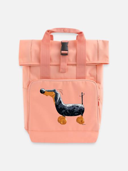 Da steht ein Dackel - Rolltop Rucksack mit zwei Griffen - Chintzrosa