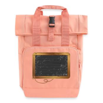 leere schwarze Schiefertafel zum beschriften - Rolltop Rucksack mit zwei Griffen - Chintzrosa - Vorne