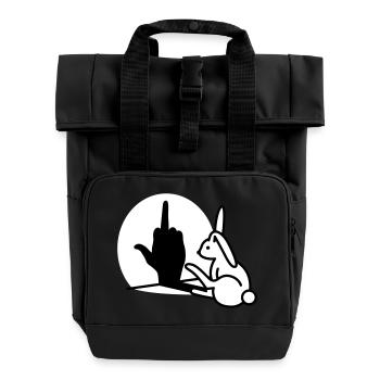 Rabbit Shadow Hand FUCK OFF Middle Finger Rabbit - Roll Top Backpack with Two Handles - black - Front
