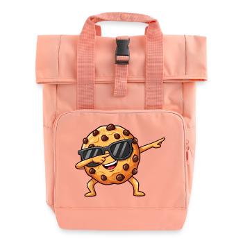 Chocolate Chip Cookie Cartoon Character - Roll Top Backpack with Two Handles - chintz rose - Front