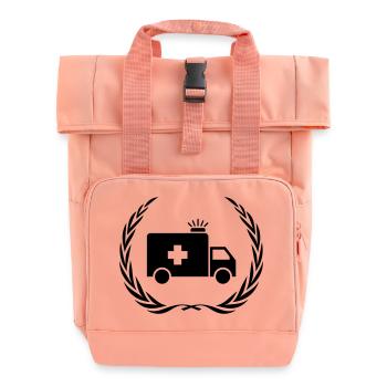 Krankenwagen Ambulance Kranz - Rolltop Rucksack mit zwei Griffen - Chintzrosa - Vorne