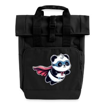 Panda Bär Helden Bärchen Superhelden Teddy - Rolltop Rucksack mit zwei Griffen - Schwarz - Vorne