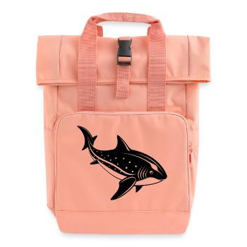 Whale shark - Roll Top Backpack with Two Handles - chintz rose - Front