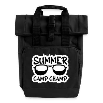 Summer Camp Champ Fun Kids Outdoor Adventure - Roll Top Backpack with Two Handles - black - Front