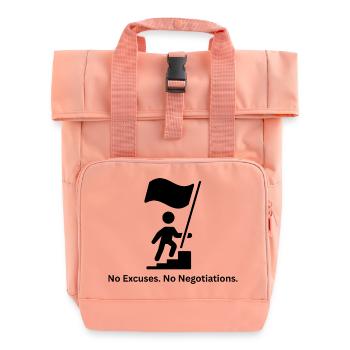 No Excuses No Negotiations – Mindset - Roll Top Backpack with Two Handles - chintz rose - Front