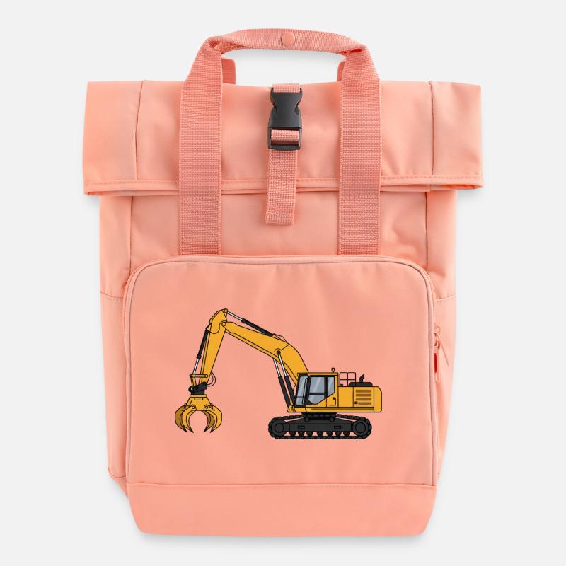 Bagger Baggerfahrer Baustelle  - Rolltop Rucksack mit zwei Griffen - Chintzrosa
