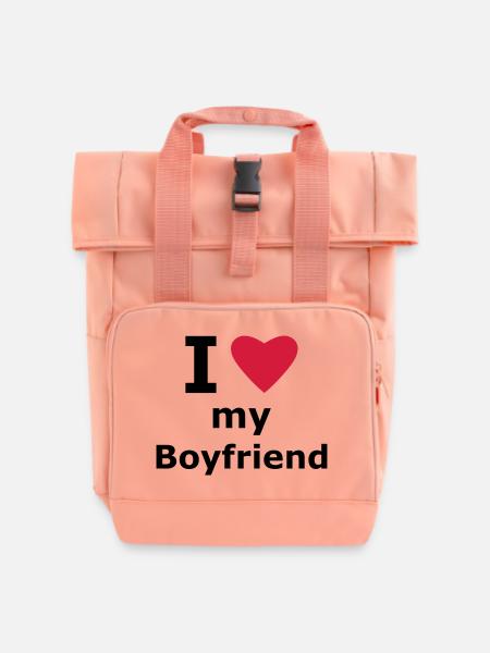 I love my boyfriend - Rolltop Rucksack mit zwei Griffen - Chintzrosa