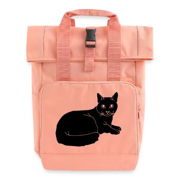 cat - Roll Top Backpack with Two Handles - chintz rose - Front