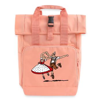 Jumping Bavarian Dancer Couple - Rolltop Rucksack mit zwei Griffen - Chintzrosa - Vorne