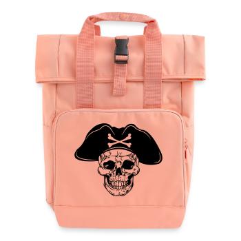 Totenkopf Piratenhut - Rolltop Rucksack mit zwei Griffen - Chintzrosa - Vorne