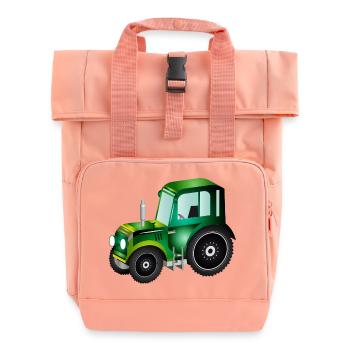 green 3D tractor for tractor and farm fans - Roll Top Backpack with Two Handles - chintz rose - Front