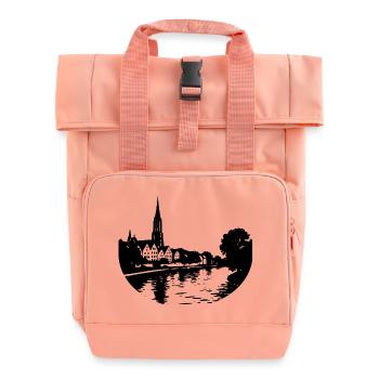 Danube in Ulm - Roll Top Backpack with Two Handles - chintz rose - Front