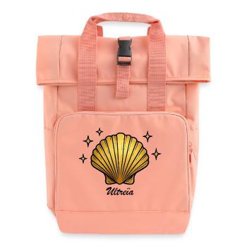 Jakobsmuscheln auf dem Jakobsweg - Rolltop Rucksack mit zwei Griffen - Chintzrosa - Vorne