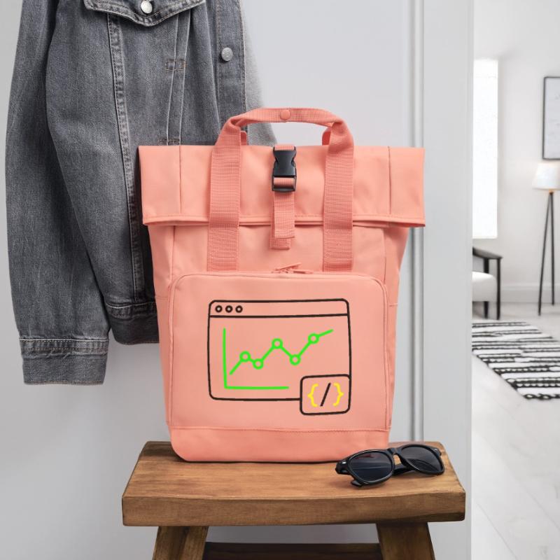 Web Analyse Chart Coding Browser Vektor Rolltop Rucksack mit zwei Griffen