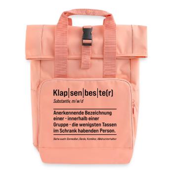 Klapsenbester Klapse Psychiatrie Fun Sprüche - Rolltop Rucksack mit zwei Griffen - Chintzrosa - Vorne