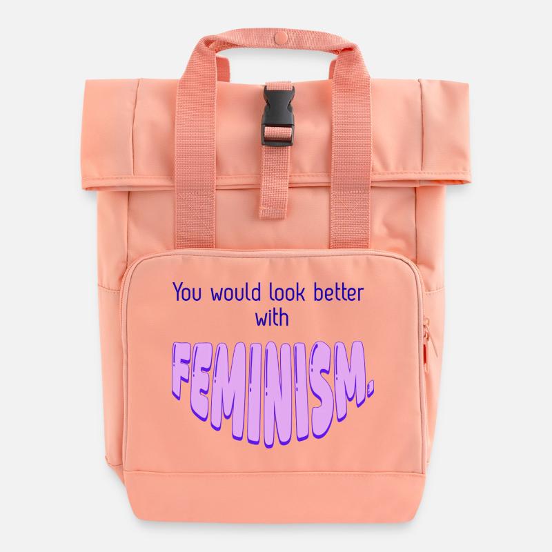 You Would look Better with Feminism - Roll Top Backpack with Two Handles - chintz rose