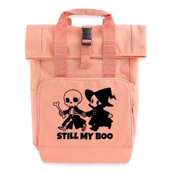 Still My Boo Halloween Paar Skelett Hexe - Rolltop Rucksack mit zwei Griffen - Chintzrosa - Vorne