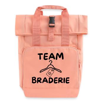 Humour Flea Market Garage Sale Team Braderie - Roll Top Backpack with Two Handles - chintz rose - Front