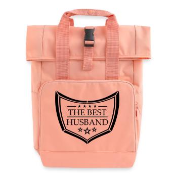 logo schild text the best world der bester welt eh - Rolltop Rucksack mit zwei Griffen - Chintzrosa - Vorne