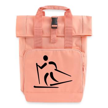 Cross-country skiing - Roll Top Backpack with Two Handles - chintz rose - Front