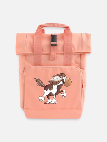 Lustiger Isländer - Islandpferd - Isi - Rolltop Rucksack mit zwei Griffen - Chintzrosa