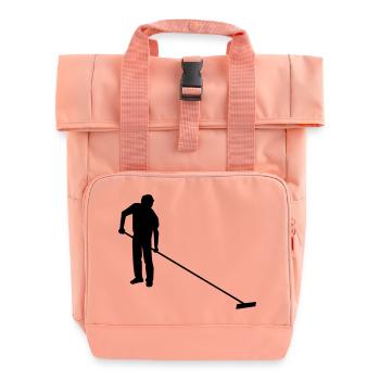 salt worker drawing of saunier salt marsh worker - Roll Top Backpack with Two Handles - chintz rose - Front