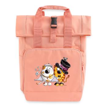 Katzen Hochzeit - Rolltop Rucksack mit zwei Griffen - Chintzrosa - Vorne