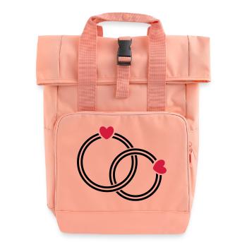 wedding rings - Roll Top Backpack with Two Handles - chintz rose - Front