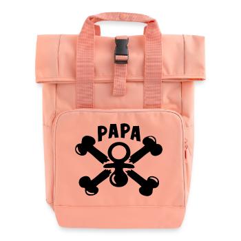 Papa Geburt Pirat Geschenk - Rolltop Rucksack mit zwei Griffen - Chintzrosa - Vorne