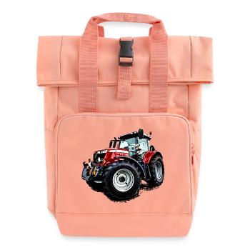 Traktor rot (M F) 6715S - Rolltop Rucksack mit zwei Griffen - Chintzrosa - Vorne