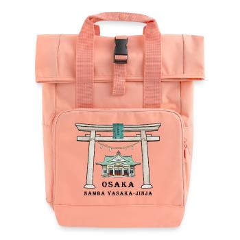 Osaka Japan, Namba Yasaka-jinja Torii Drawing - Roll Top Backpack with Two Handles - chintz rose - Front