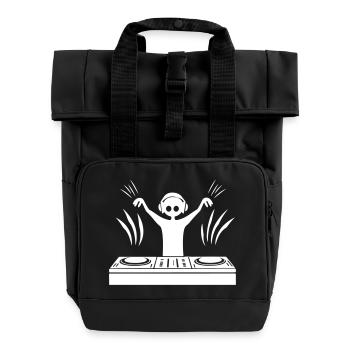 DJ Turntables Disc Jockey Party Festival - Rolltop Rucksack mit zwei Griffen - Schwarz - Vorne