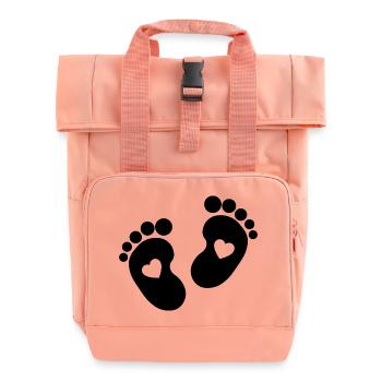 Baby Heart Pregnant Parents Baby Feet Cute - Roll Top Backpack with Two Handles - chintz rose - Front
