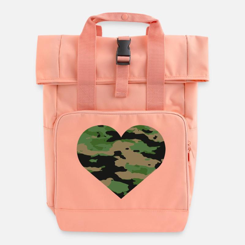 Conception de cœur camouflage - Sac à dos Roll Top à deux anses - rose liberty