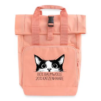 Katze 80% Baumwolle 20% Katzenhaare Lustig Spruch - Rolltop Rucksack mit zwei Griffen - Chintzrosa - Vorne
