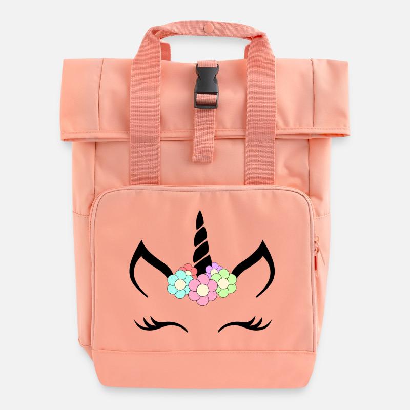 Blumeneinhorn - Rolltop Rucksack mit zwei Griffen - Chintzrosa