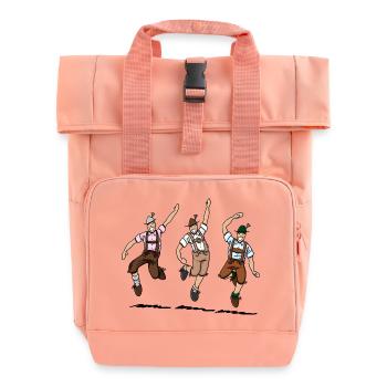 Three Dancing Lederhosen Men - Rolltop Rucksack mit zwei Griffen - Chintzrosa - Vorne