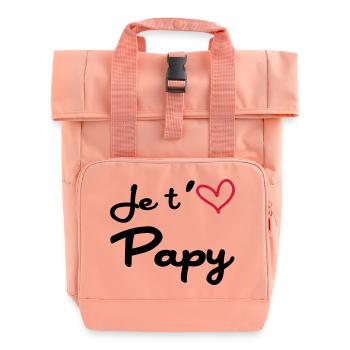 Je t'aime Papy / Grand-Père / Naissance / Bébé - Sac à dos Roll Top à deux anses - rose liberty - Devant