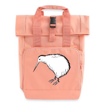 Kiwi Vogel Illustration in Schwarzweiß - Rolltop Rucksack mit zwei Griffen - Chintzrosa - Vorne