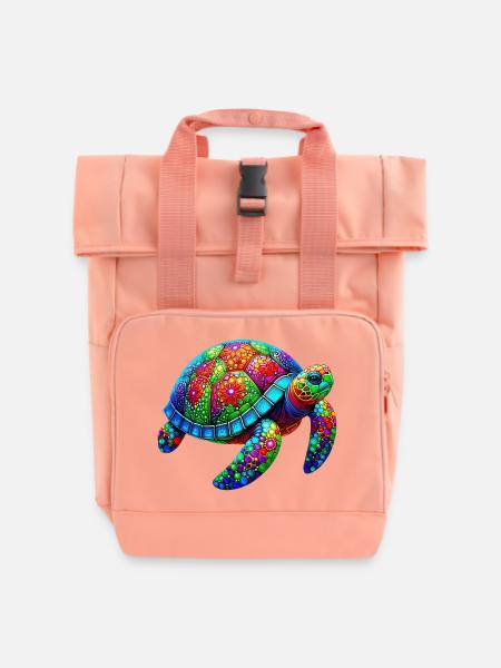 Schildkröte - Rolltop Rucksack mit zwei Griffen - Chintzrosa