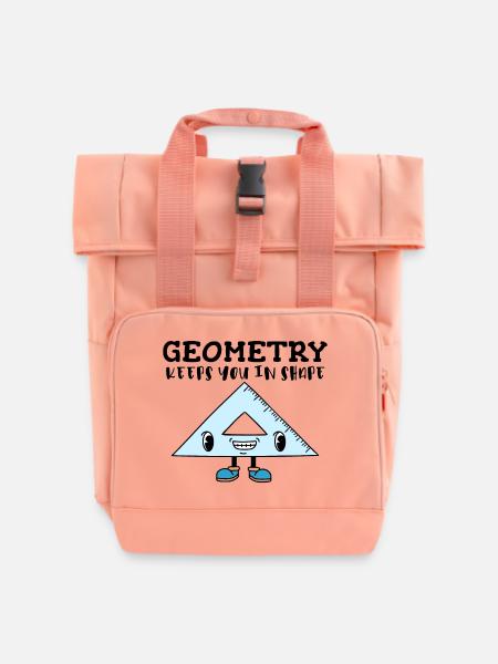 Lächelndes Dreieckslineal - Lustige Geometriefigur - Rolltop Rucksack mit zwei Griffen - Chintzrosa