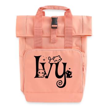 lierre Nom Prénom Nom du chaton - Sac à dos Roll Top à deux anses - rose liberty - Devant