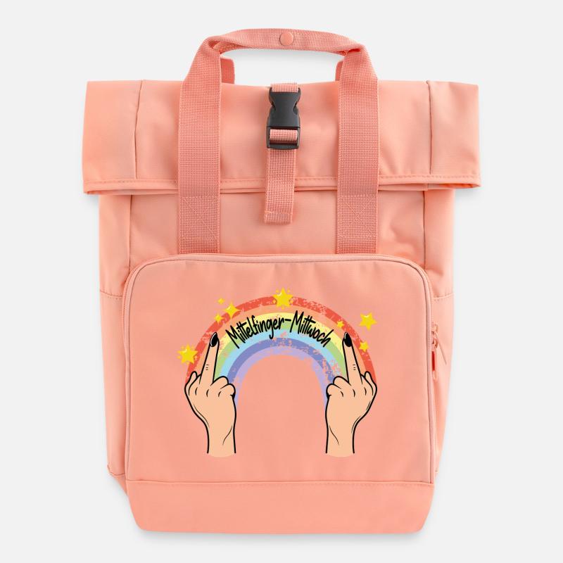 Middle Finger Wednesday - Roll Top Backpack with Two Handles - chintz rose