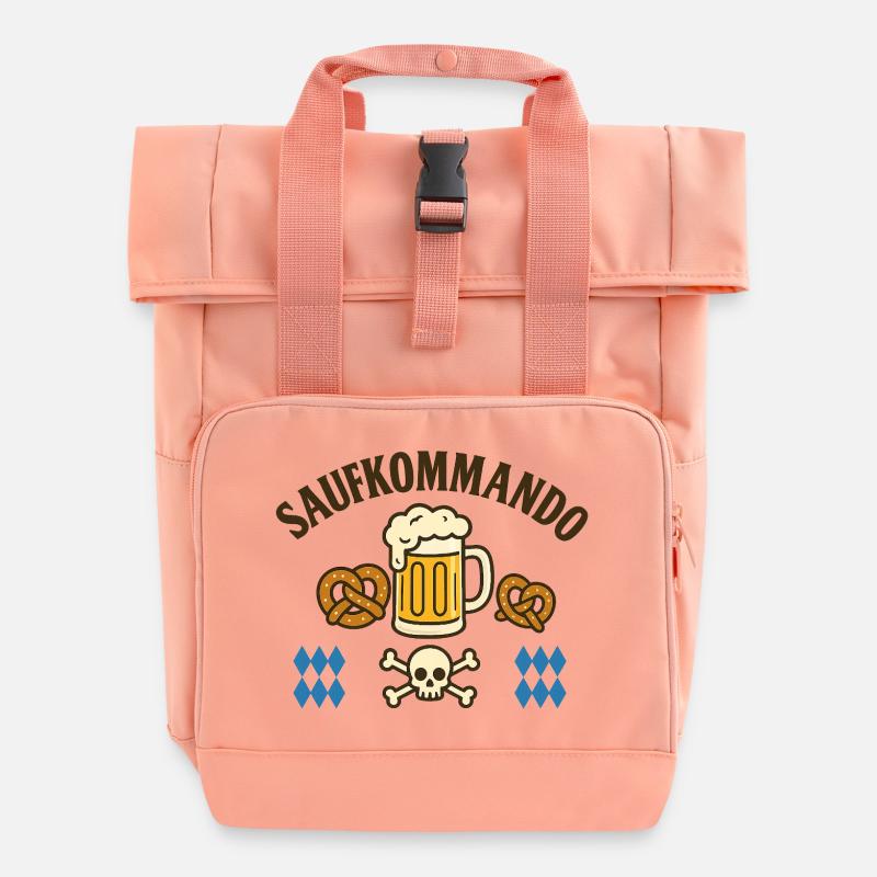 Booze Squad / Team Saying Shirt - Roll Top Backpack with Two Handles - chintz rose